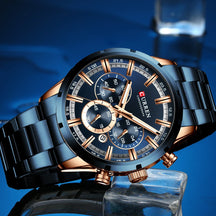 Montre Bleue en Acier Inoxydable