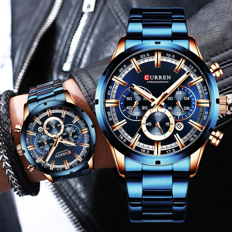 Montre Bleue en Acier Inoxydable